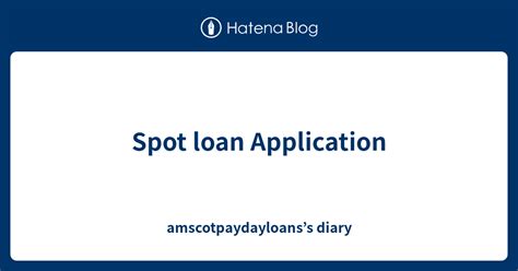 Spot Loan Application